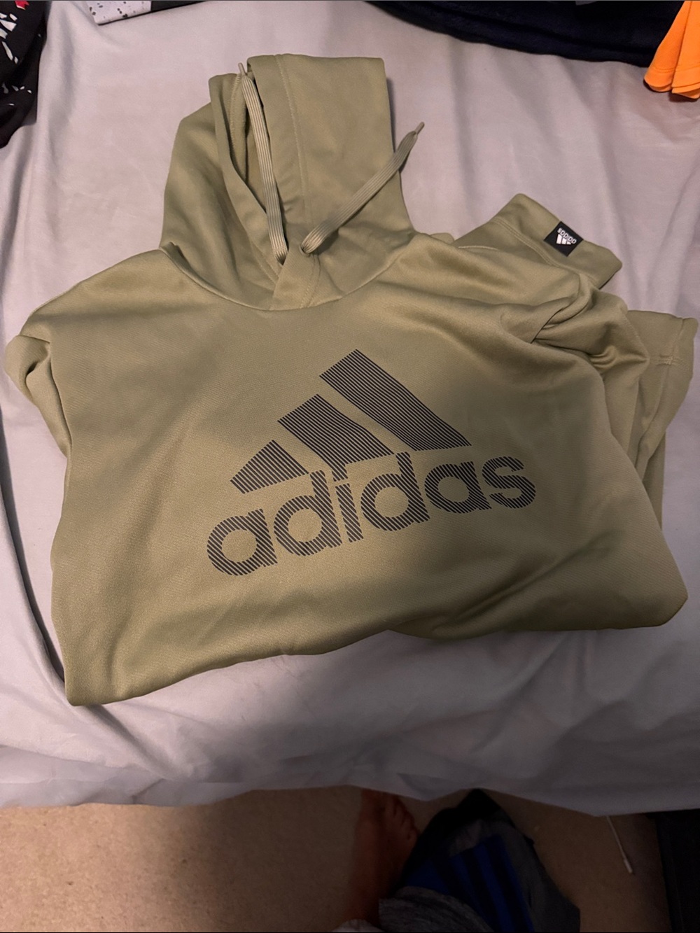 adidas Olive Hoodie with Black Logo